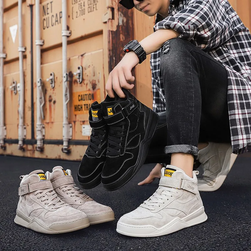

New Men's Sneakers Shoes Popular Light High Top Canvas shoes Shoes Rubber Lace-up Breathable Holes Comfortable Leisure Shoes