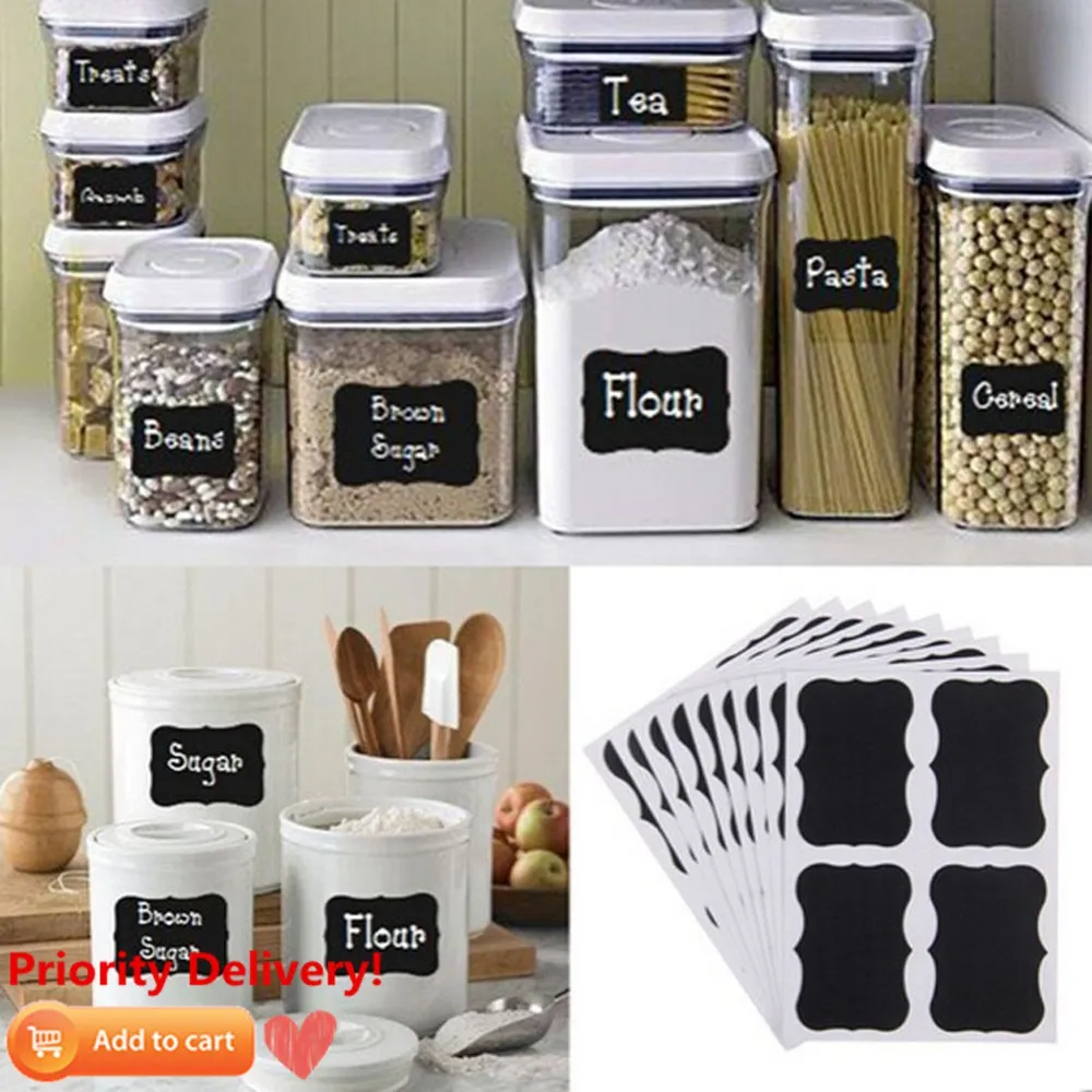 36Pcs Fancy Black Board Kitchen Jar Label 5 x 3.5cm Labels Sticker Decor Chalkboard Scrapbook Stickers | Дом и сад