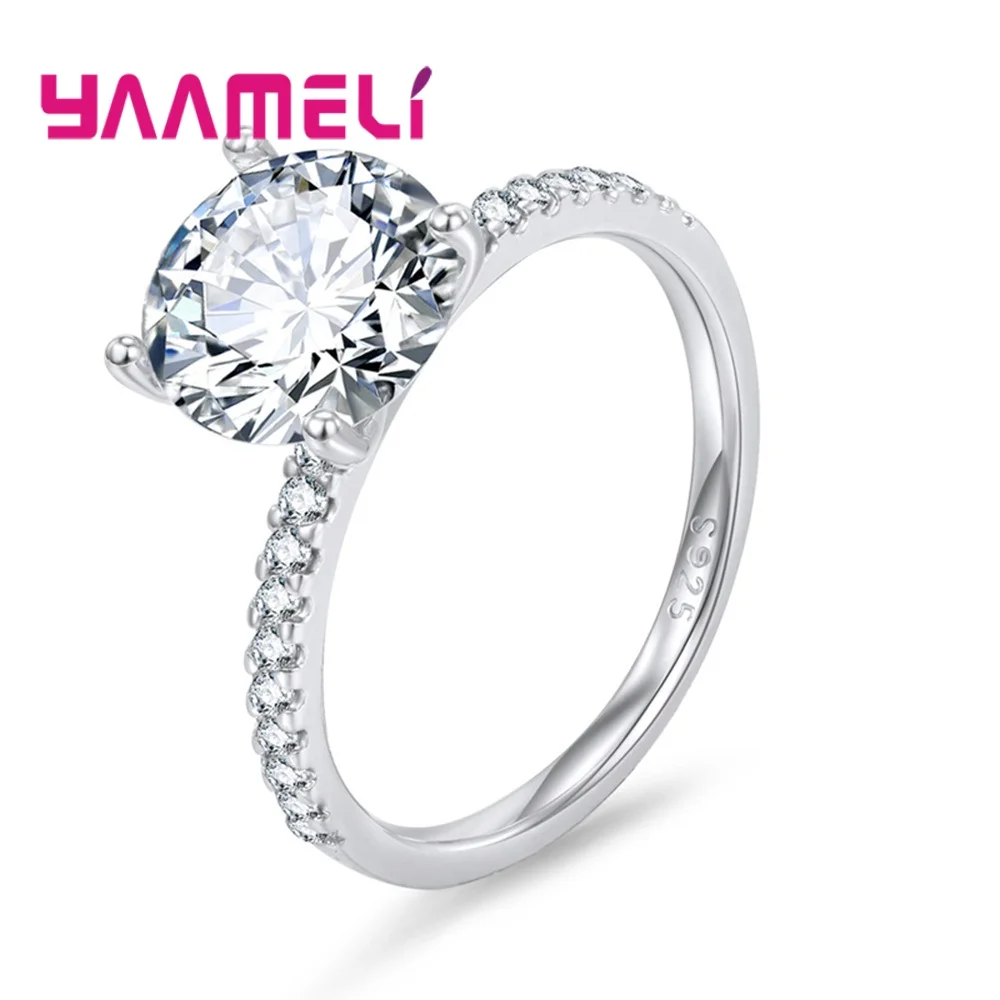 

Brilliant 925 Sterling Silver Finger Rings for Women Girlfriend Present 5A Cubic Zircon Jewelry Classic 4 Claw Setting