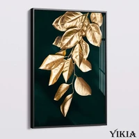 green gold leaves canvas painting luxury abstract art poster and prints nordic modern classic wall art home decoration picture