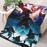 anime attack on titan poster throw blanket sherpa blanket cover bedding soft blankets