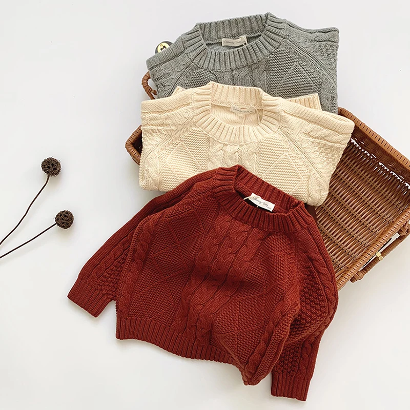 

Autumn Kids Knitting Coat Baby Girls Boys Pullover Sweaters Baby Girls Boys Winter Solid Color Long Sleeves Knitting Clothes