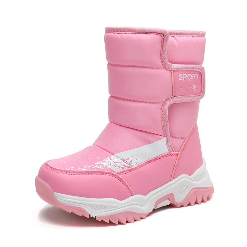 

Pink Kid Boots Children Snow Boo ts For Boys Sneakers Winter Kids Snow Boo ts Sport Fashion Leather Children Shoes Girls