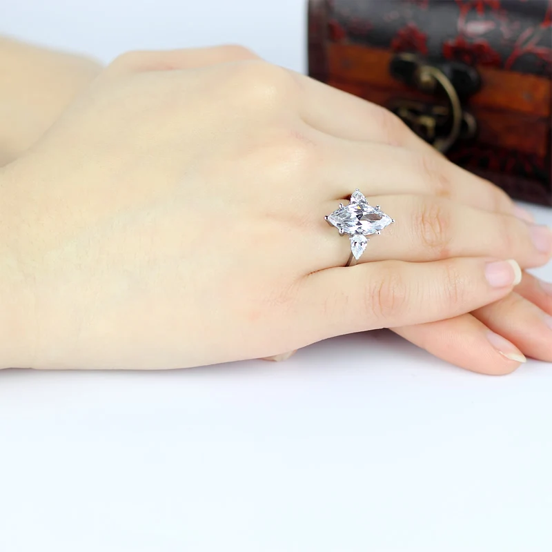 Кольцо с эллиптическим цветком 4 5 карат оптовая продажа кольцо тремя камнями для