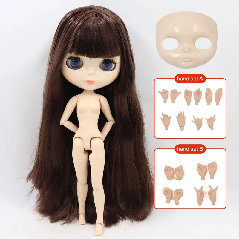 doll hand AB shell ICY Blyth кукла Обнаженная тела 30 см игрушки BJD белое блестящее лицо с дополнительными руками AB и Лицевая панель 1/6 DIY модные куклы подарок для девочки - Цвет: doll hand AB shell