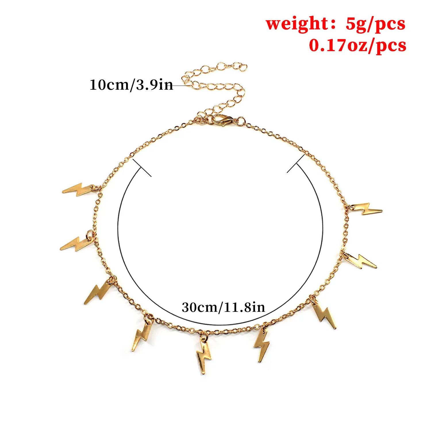 

2021 New Alloy Lightning Shape Pendant Necklace Simple and Fashionable All-Match Short Necklace Ladies Summer Outing Accessories