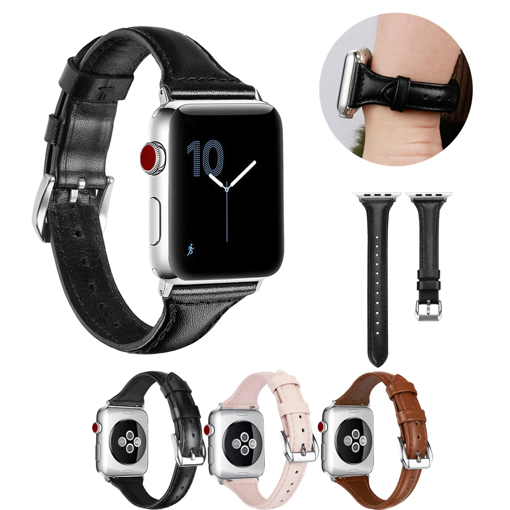 

Ремешок кожаный для Apple watch band 44 мм 40 мм 42 мм 38 мм, браслет из натуральной кожи для наручных часов, корректор для iwatch series 3 4 5 se 6