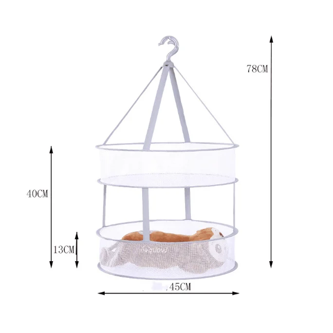 

Windproof Clothes Dryer Drying Rack For Sweaters Hanging Laundry Basket Mesh Folding Nets Double Layer