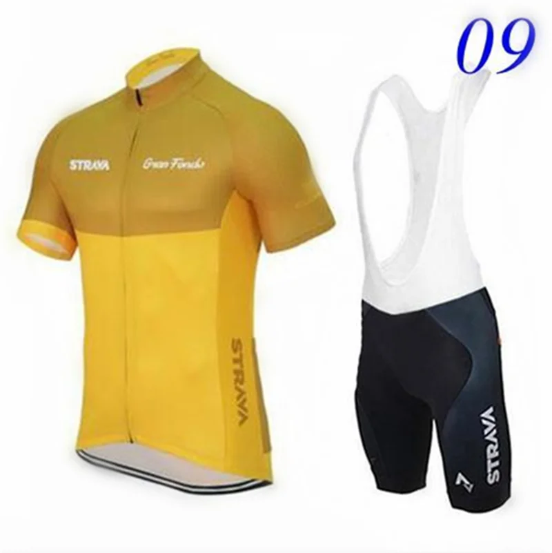 

2018 Men strava Pro Team Summer Mountain Racing Bike Clothing/Breathable Quick Dry Cycling Jersey Sets+20D Gel Pad BIB Shorts