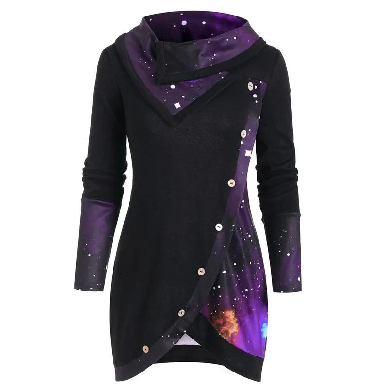 Свитшот женский на пуговицах с длинным рукавом большого размера | Женская одежда