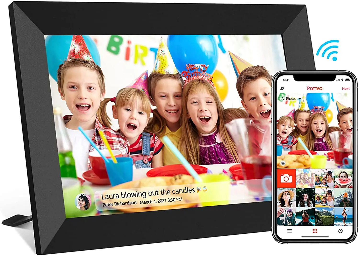 10.1 Inch Smart Digital Picture Frame Share Video Clips and Photos Instantly Via Frameo App