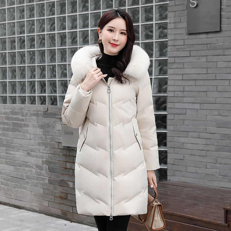 

Пуховик женский зимний средней и длинной, 2021, новая модная темпераментная куртка с высокой талией, пуховик