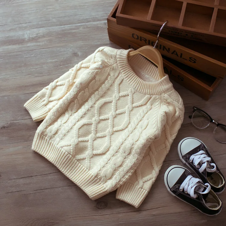 beige with fleece Детская осенне-зимняя теплая одежда; Детские плотные свитера для мальчиков и девочек; флисовый свитер с высоким воротником для маленьких девочек; От 1 до 5 лет - Цвет: beige with fleece