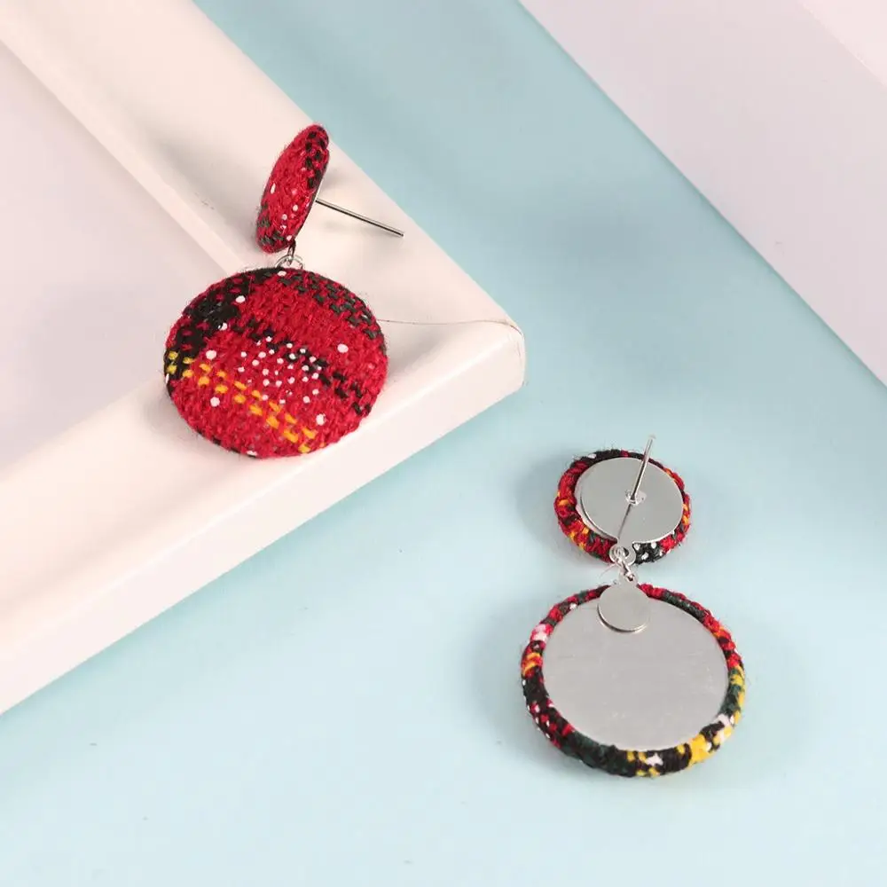 Осенне-зимние новые винтажные бархатные длинные висячие серьги с пуговицами