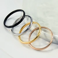 simple thin titanium steel three color couple ring simple fashion rose sweet finger ring for women 4 color