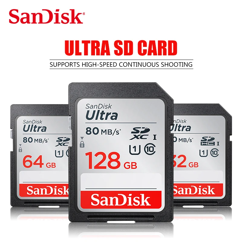SanDisk Ultra SD Card C10 Max 100MB/s Flash Card 32GB 64GB 128GB SDXC SDHC Class 10 Memory Card For Camera