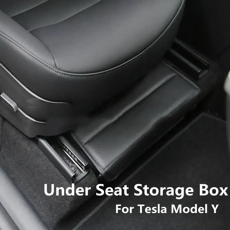 

Ящик для хранения под сиденьем для Tesla Model Y 2021, органайзер из искусственной кожи спереди и сзади, аксессуары для модификации интерьера