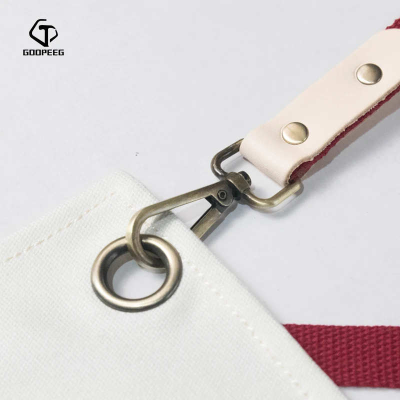 

GOOPEEG summer waterproof cotton household housework apron fashion barista milk tea florist custom LOGO workwear