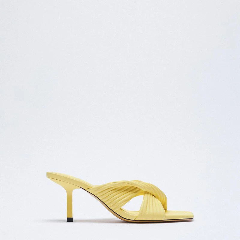 

2020 Brand Prom stiletto Ladies High Heels Mules Women shoes Hollow Peep Toe For Women's Sandals A284