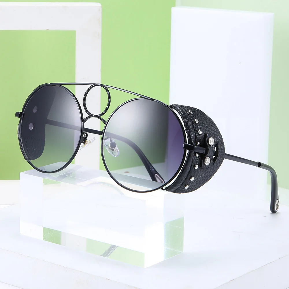 

Retro Steampunk Sunglasses Round Designer Steam Punk Metal Shields Sunglasses Men Women UV400 Gafas de Sol