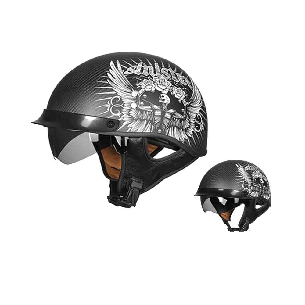 GXT углеродное волокно Ретро мотоциклетный шлем крушение Мото Винтаж скутер