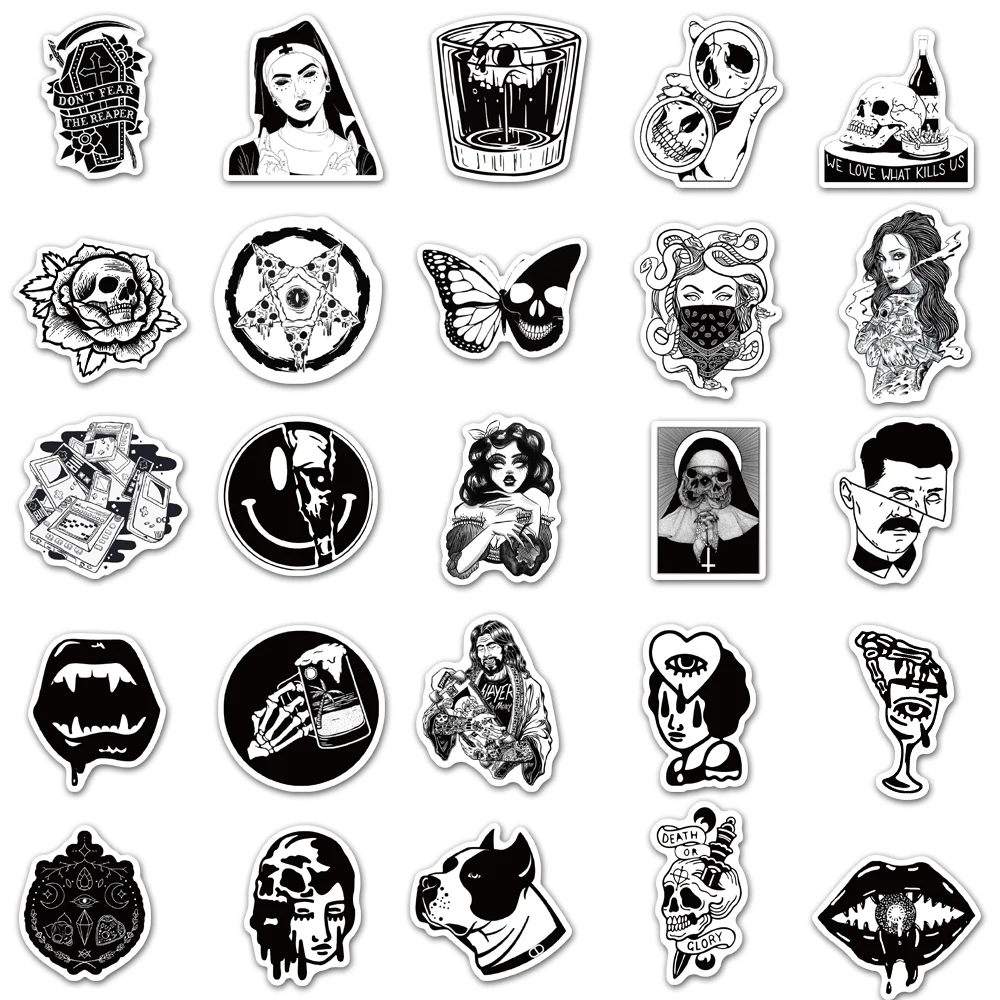 10/30/50pcs Gothic Style Horror Devil Witch Graffiti Stickers Decals Skateboard Travel Luggage Car Guitar Laptop DIY Toy Sticker - купить по