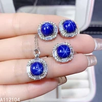 kjjeaxcmy fine jewelry 925 sterling silver star sapphire women trendy classic round gem earrings ring pendant suit support detec