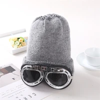 autumn and winter glasses decorative thickened warm hat knitted hat wool cold cap men and women womens bucket hats caps apparel