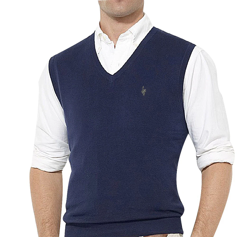Мужской трикотажный жилет с V образным вырезом без рукавов|Джемперы| |