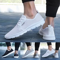 mens running shoes summer flying woven mesh lightweight breathable lace up sneakers shoes men casual non slip shoes sneakers