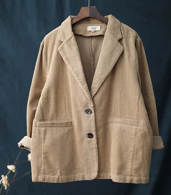 Осенние женские куртки свободное вельветовое повседневное пальто в стиле ретро