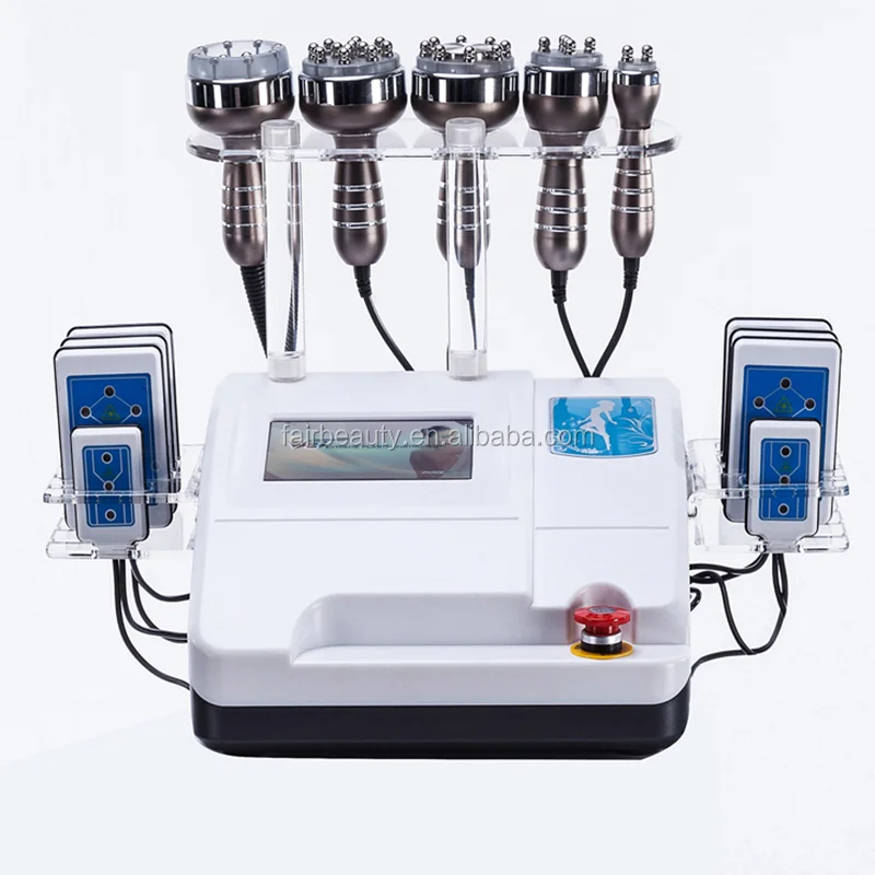 

6 IN 1 40K Ultrasonic Liposuction Cavitation RF Machine 8 Pads 650NM Lipo Laser Slimming Machine Vacuum RF Skin Rejuvenation