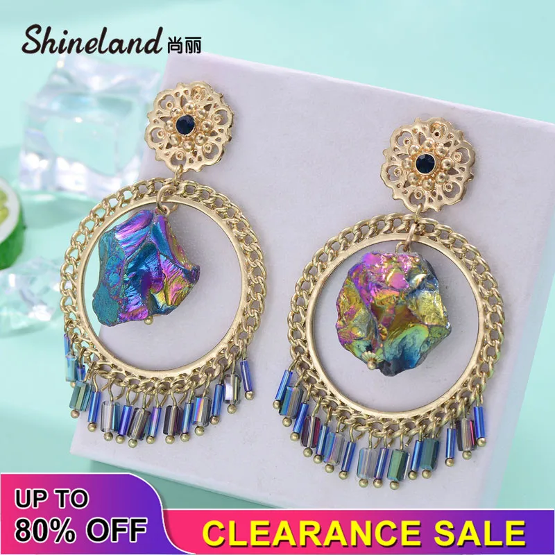 Женские серьги-подвески с крупными камнями Shineland | Украшения и аксессуары