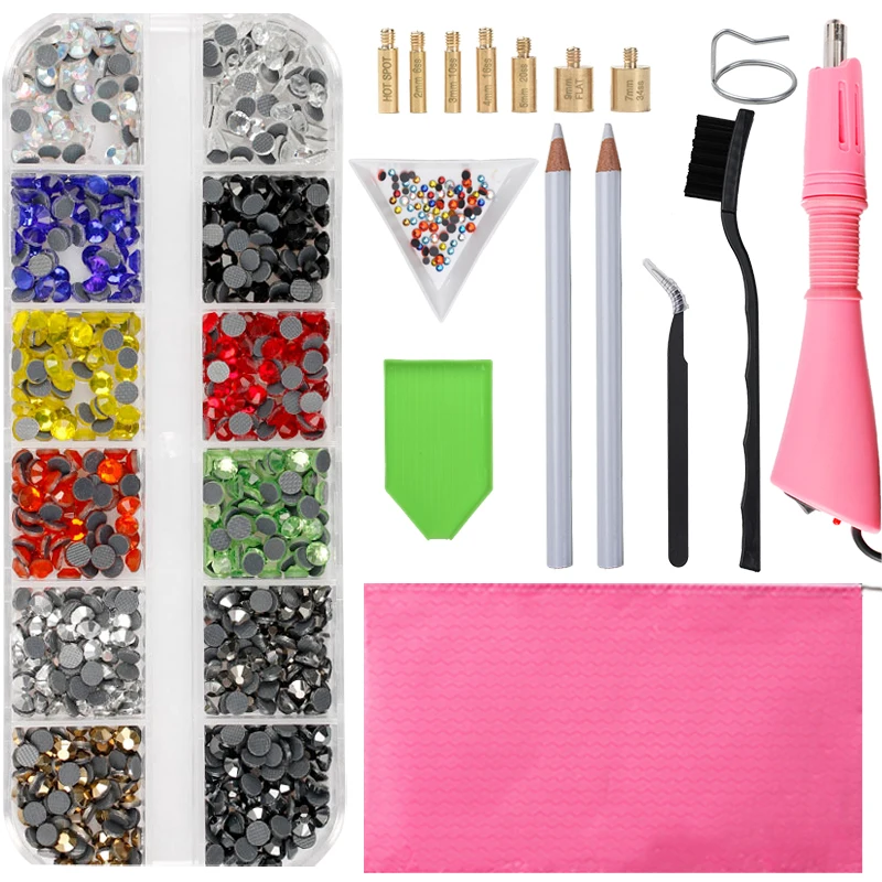 

2000Pcs-9600Pcs/box Hot Fix Rhinestones Set/EU or US PLUG Hotfix Applicator Hot Fix Crystal Glass Rhinestone Iron-on Wand Strass
