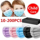 10-200 шт., одноразовые маски для лица для детей
