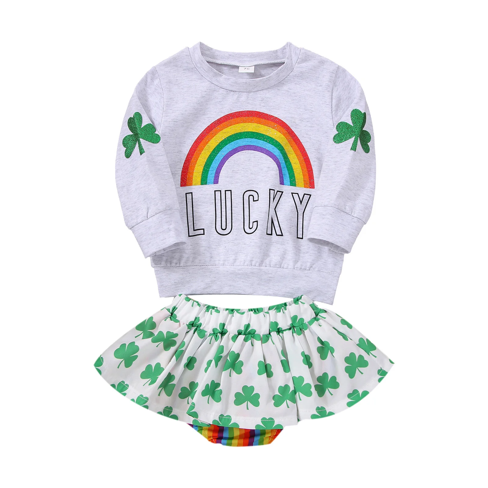 

Lioraitiin 0-18M Newborn Infant Baby Girl 2Pcs Autumn Clothing Set Long Sleeve Rainbow Printed Top Shirt Shorts Skirts