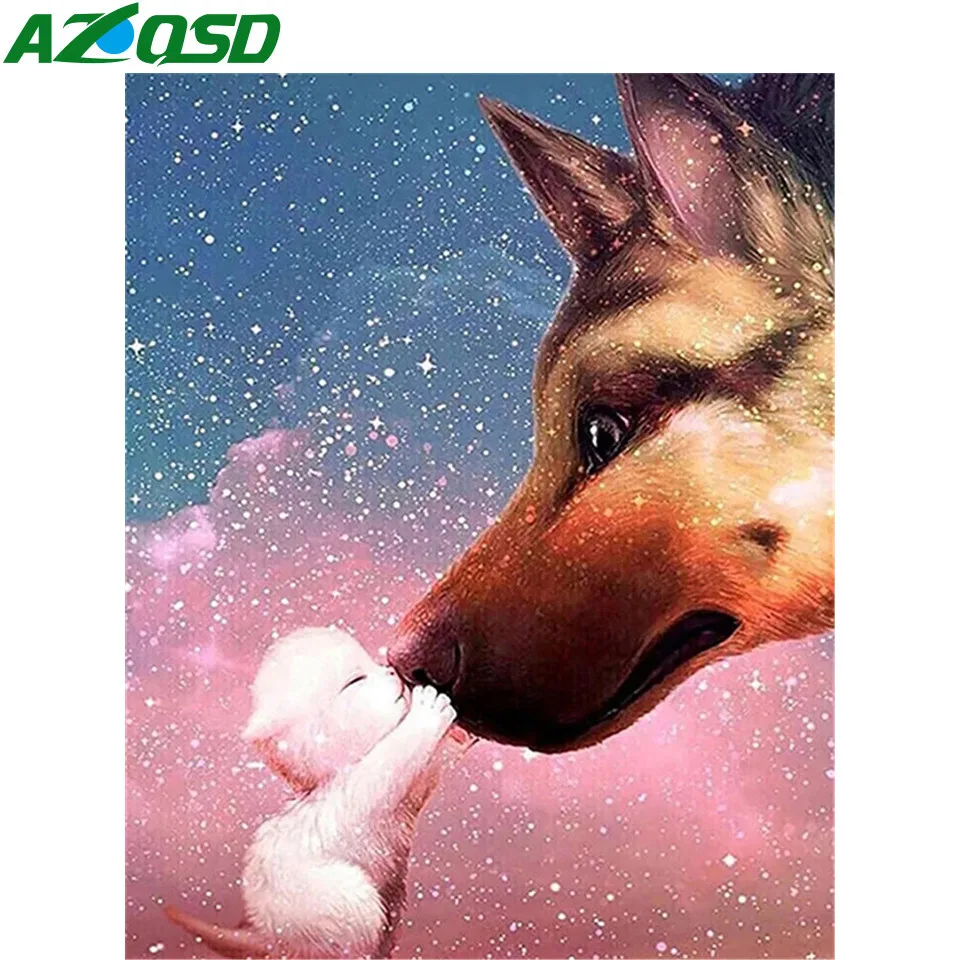 

AZQSD Painting By Numbers Dog Starry Sky HandPainted Oil Painitng By Numbers Animal Framed 60x75cm Diy Gift Home Decoration