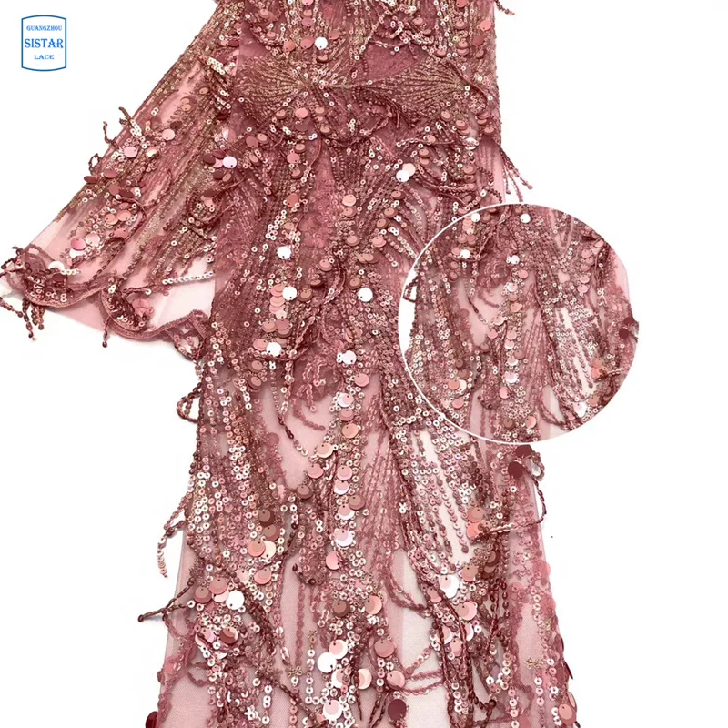 Красивый желтый цвет африканский тюль кружево с кисточками оптовая продажа