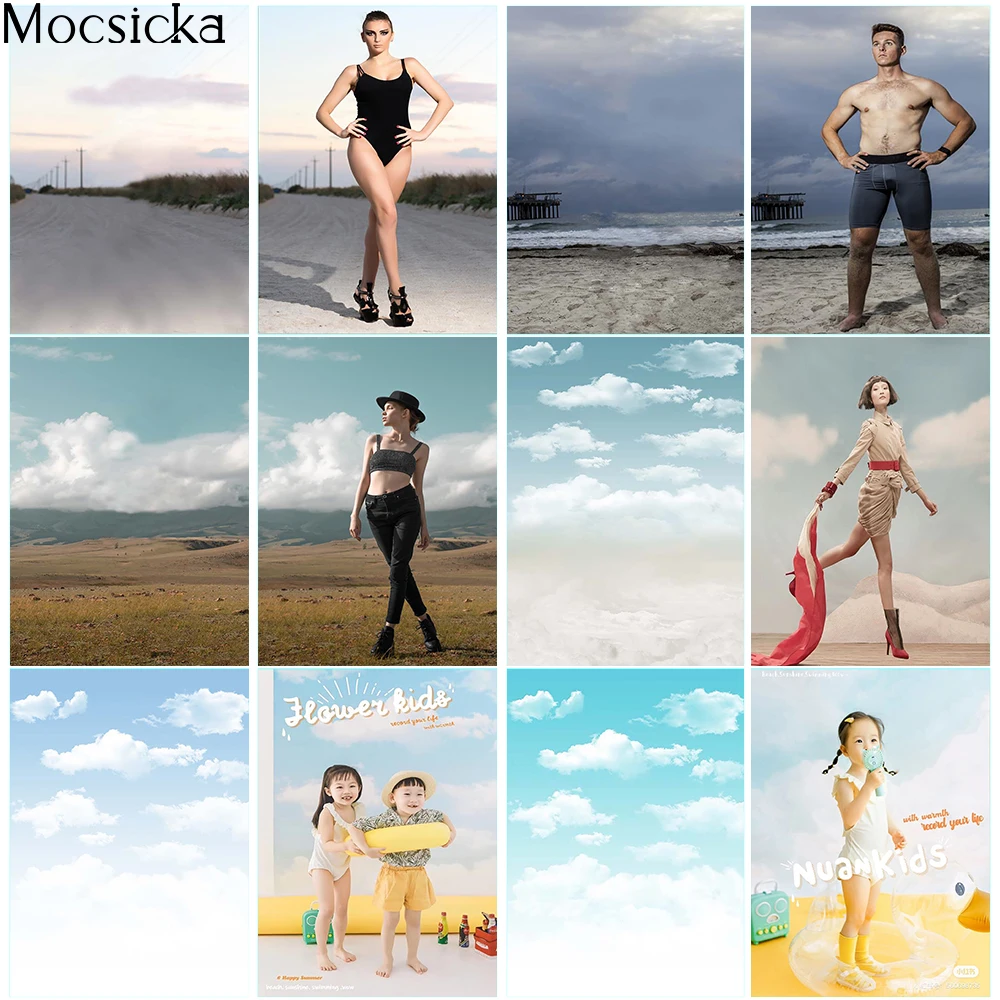 

Blue Sky White Clouds Backdrop Natural Scenery Newborn kids Baby Shower Birthday Photography Background Photo Studio Props