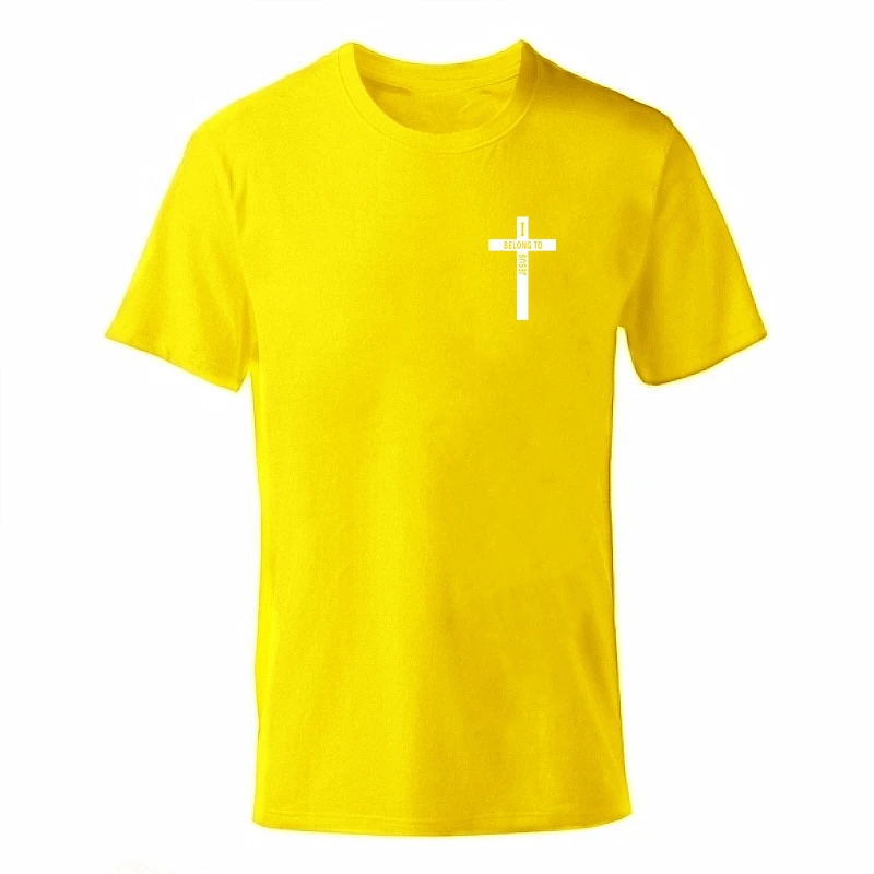 x-yellow-b Модная футболка, мужские футболки из хлопка с крестиком, летние футболки для мальчиков, футболка для катания на коньках, топы с короткими рукавами, принт «христианская вера» - Цвет: x-yellow-b