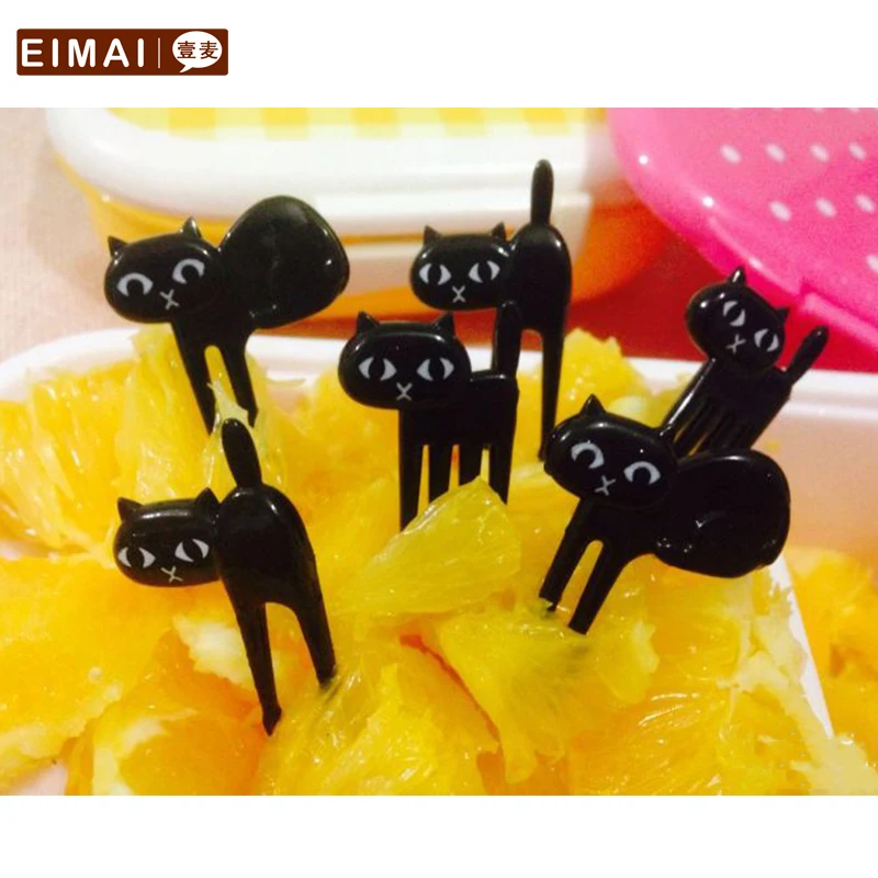 EIMAI с черными котиками и вилка для фруктов персонажем из мультфильма маленьких