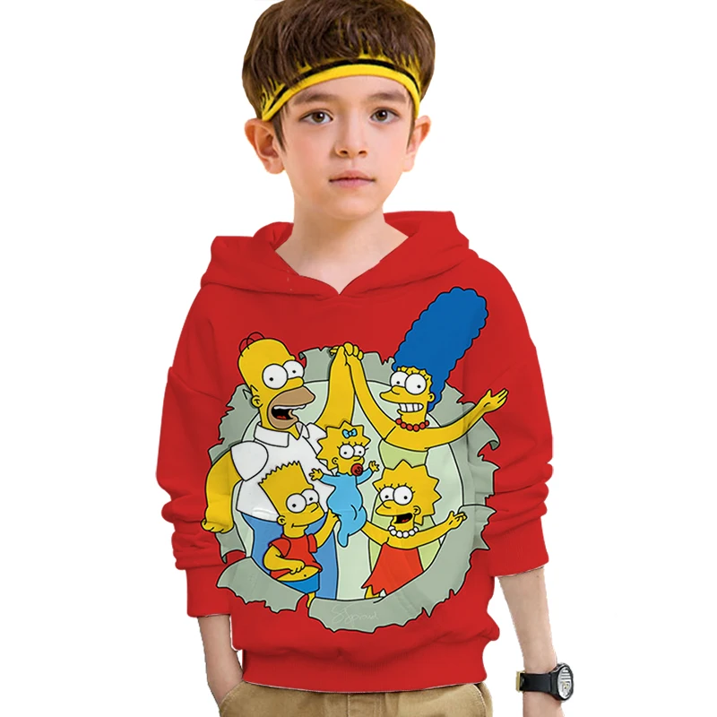2020 одежда для маленьких мальчиков толстовки с 3d изображением Симпсона девочек