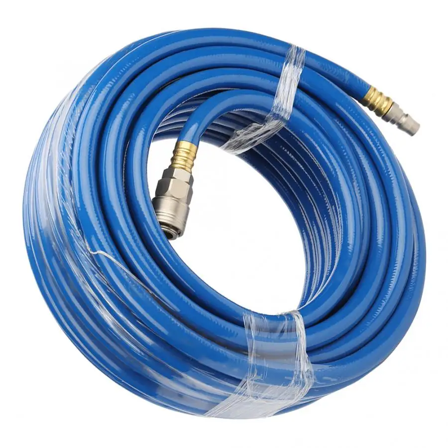 Синий Гибкий пневматический шланг из ПВХ длиной 15 м с быстрым разъемом для