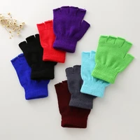 unisex warm half finger gloves knitted fingerless gloves autumn winter outdoor stretch elastic warm half finger outdoor gloves