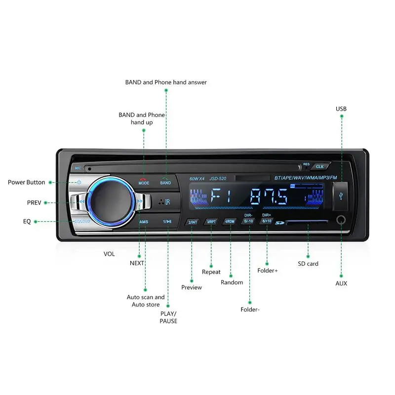 Новинка-Bluetooth автомобильный аудио стерео приемник-Bluetooth одиночный DIN в тире 12 В FM