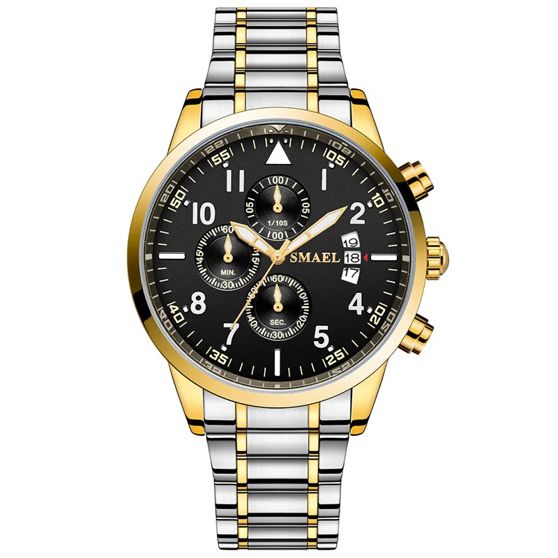 

Часы наручные мужские кварцевые в деловом стиле, брендовые роскошные стальные, с хронографом, светящиеся водонепроницаемые