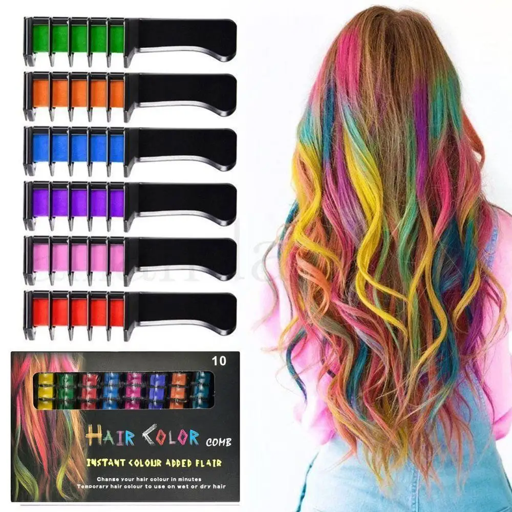 

10 Pcs Hair Color Chalks Crayons Disposable Hair Dye Comb Temporary Hair Chalk Color Combs Crayons Hair Dyeing Tool