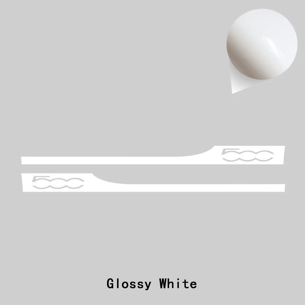 gloss white 2 предмета в комплекте, для стайлинга автомобилей, для гонок, Abarth, с боковыми полосками, для юбки, наклейка, для украшения тела, индивидуальная наклейка для Fiat 500, аксессуары - Название цвета: gloss white