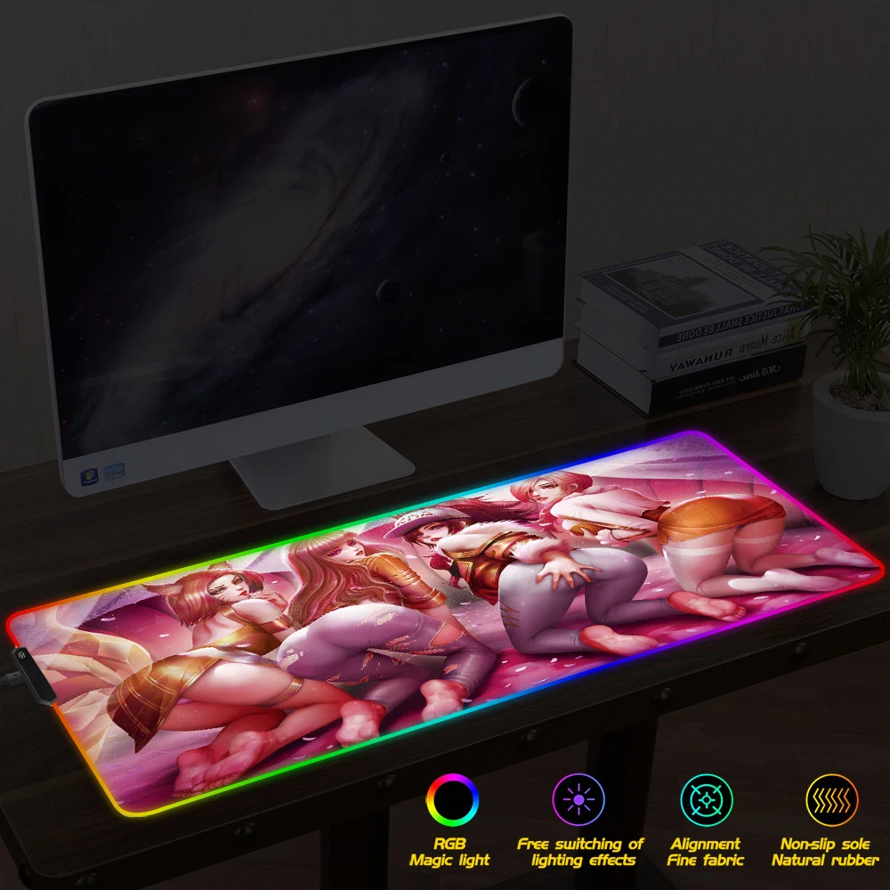 Сексуальный игровой компьютерный коврик для мыши с аниме геймерский большой RGB 7