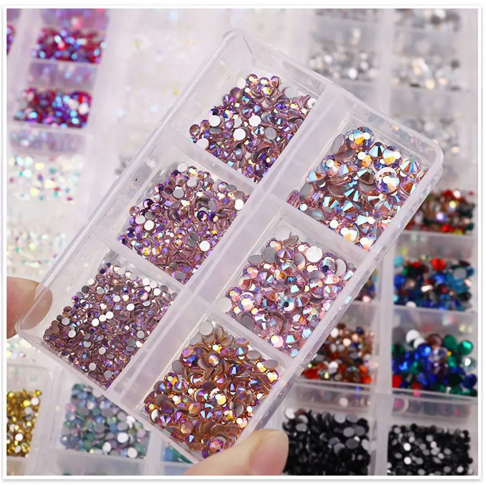 

1000Pcs Multi-Size Nail Rhinestones 3D Crystal AB DIY Nail Art Decorations Crystal Diamond Gem 3D Glitter Nail Beauty
